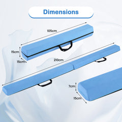 210 CM Folding Balance Beam with Removable Suede Cover and Non-slip Bottom for Kids-Navy