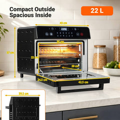 22 L 1800W Air Fryer Toaster Oven Combo 12-in-1 Convection Countertop Oven-Black