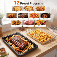 22 L 1800W Air Fryer Toaster Oven Combo 12-in-1 Convection Countertop Oven-Black