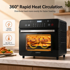 22 L 1800W Air Fryer Toaster Oven Combo 12-in-1 Convection Countertop Oven-Black
