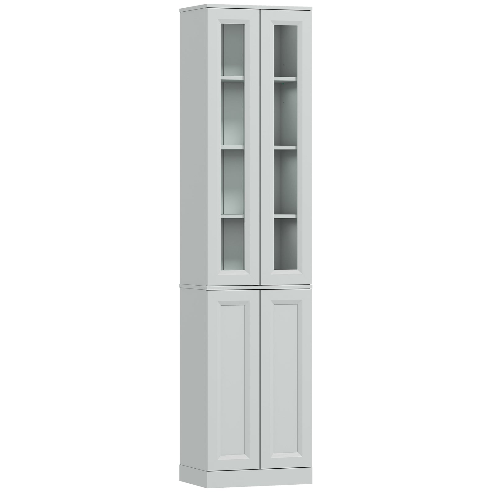 HOMCOM Tall Bathroom Storage Cabinet, 6-Tier Slim Bathroom Cabinet with Adjustable Shelf, 4 Soft-Close Doors, Dusty Blue