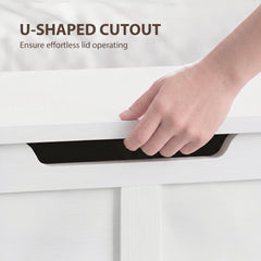 HOMCOM 127L Home Storage Box, with Safety Hinges - White Wood-Effect