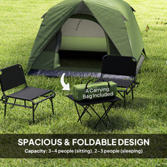 Outsunny 3-4 Person Camping Tent, Easy Set Up Waterproof Dome Tent with Sewn-in Groundsheet, Mesh Windows, Pocket and Hook for Camping, Hiking, Backpacking, Olive Green and Grey