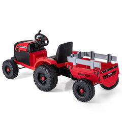 24V Ride On Tractor with Detachable Trailer for Kids-Red