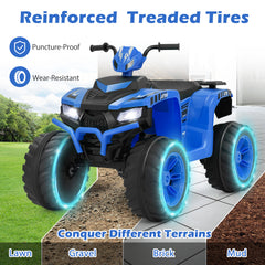 24V Ride-On ATV Toy Car with LED Lights and Wireless Connection-Blue
