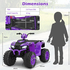 24V Ride-On ATV Toy Car with LED Lights and Wireless Connection-Purple
