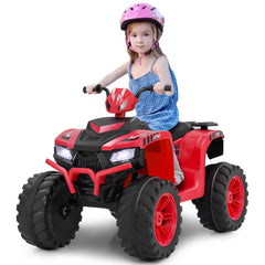 24V Ride-On ATV Toy Car with LED Lights and Wireless Connection-Red