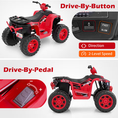 24V Ride-On ATV Toy Car with LED Lights and Wireless Connection-Red