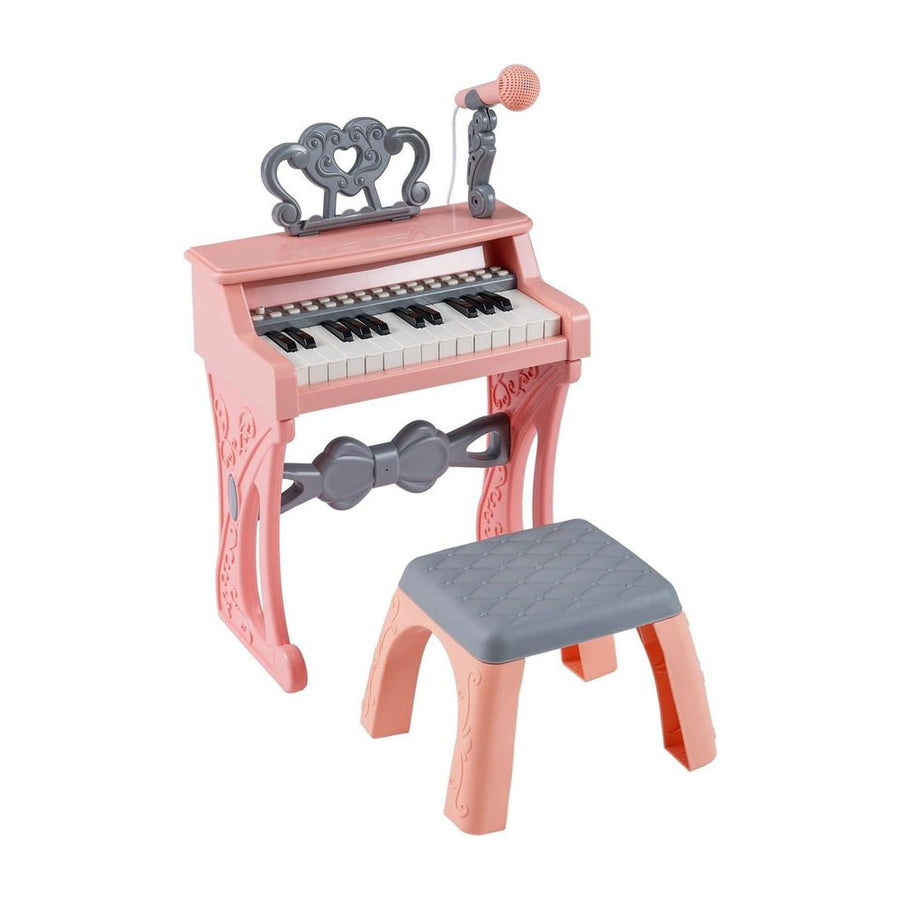 25 Keys Mini Keyboard Piano with Stool and Music Stand for 3+ Kids-Pink