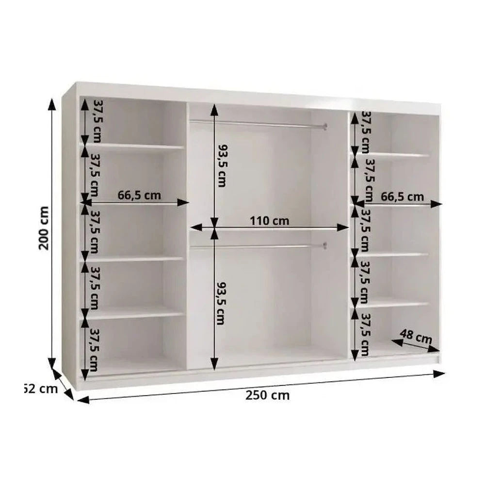 Uppsala T3 Sliding Door Wardrobe 250cm