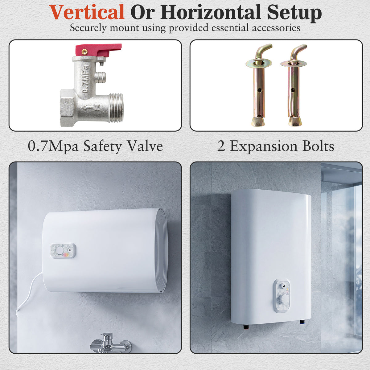 25L Electric Water Heater with Dual Power and Anti-Scale Enamelled Tank Eco Mode-White