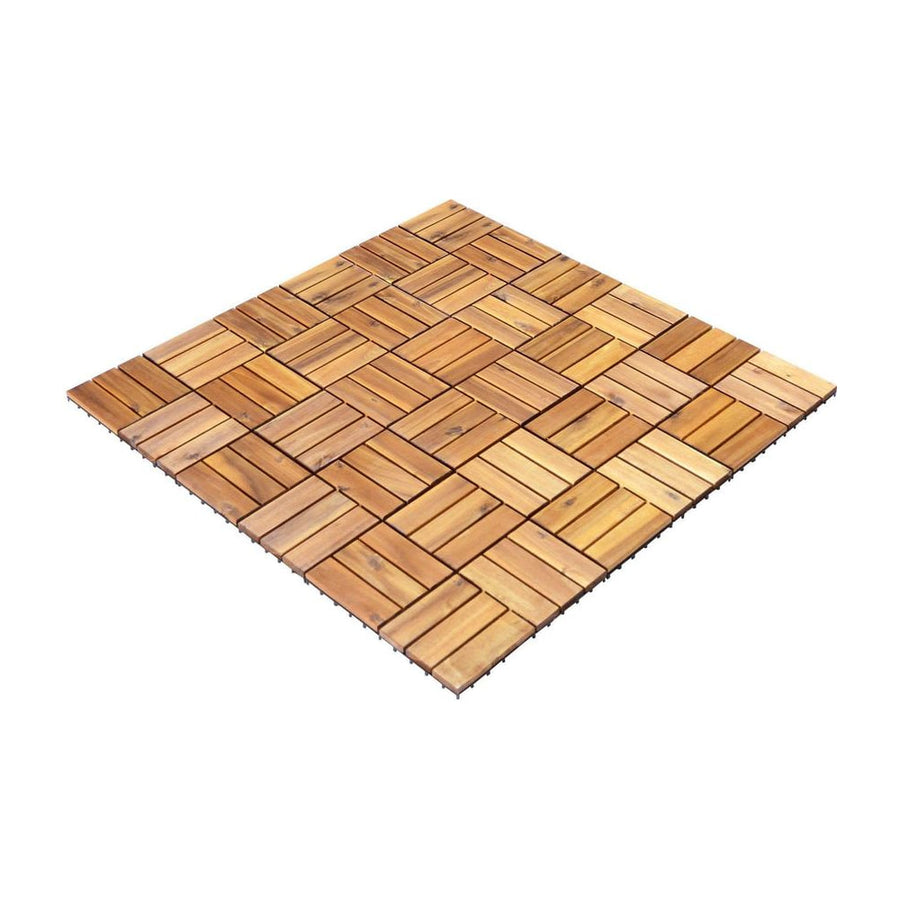 27 Pieces Acacia Wood Interlocking Patio Deck Tile with No-Tool Install