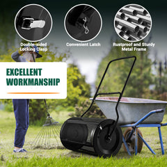 27 Inch Compost Spreader with Upgrade U-shaped Handle-Black