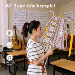 29 Note Bell Lyre for Marching Band with Aluminum Keys-Silver