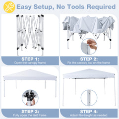 290 x 290 cm Pop up Canopy Tent with Carrying Bag and 4 Sandbags-White
