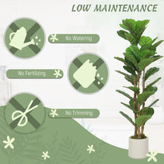 HOMCOM 120cm Artificial Fiddle Leaf Fig Tree - Green