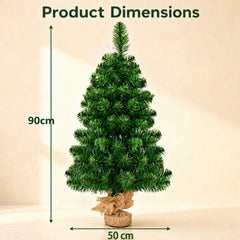 2FT/3FT Mini Artificial Tabletop Christmas Tree w/ Burlap Base-3FT
