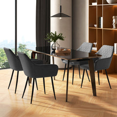 Set of 2 Leisure Dining Chair Upholstered with Curved Backrest-Grey