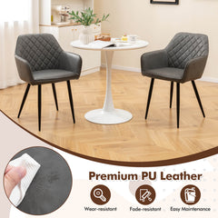 Set of 2 Leisure Dining Chair Upholstered with Curved Backrest-Grey