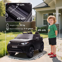 AIYAPLAY Land Rover Discovery Licensed 12V Kids Electric Car with Remote, 4 Wheel Suspension, Slow Start, Lights, Music, Black