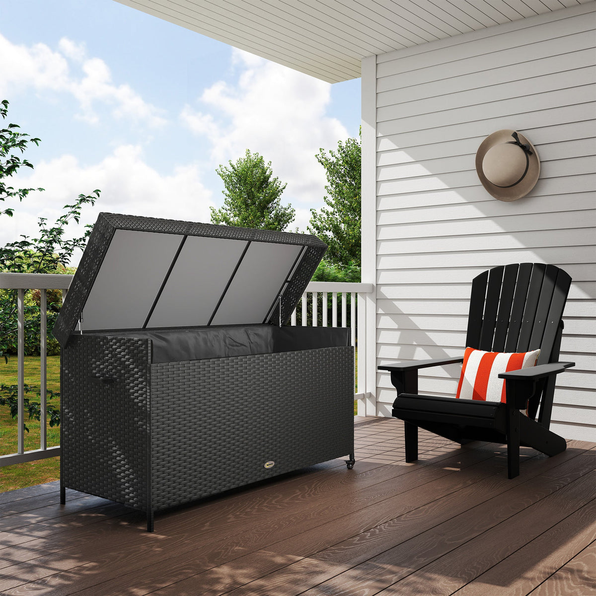 Outsunny 627 L Rattan Storage Box in Black