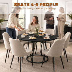 HOMCOM Dining Table Space Saving Kitchen Table Spliced Tabletop Conical Metal Base 120 cm Round Black