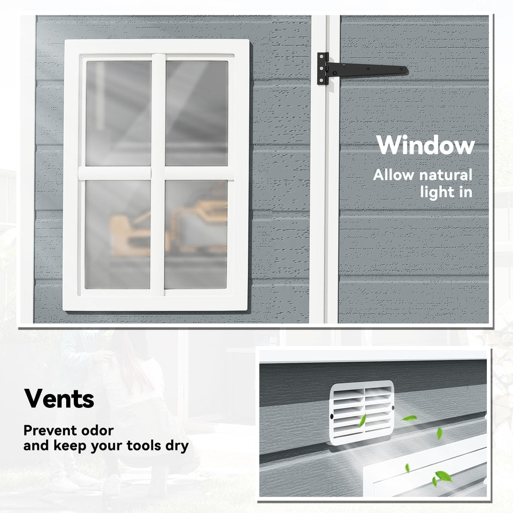 Outsunny Resin Garden Shed in Grey