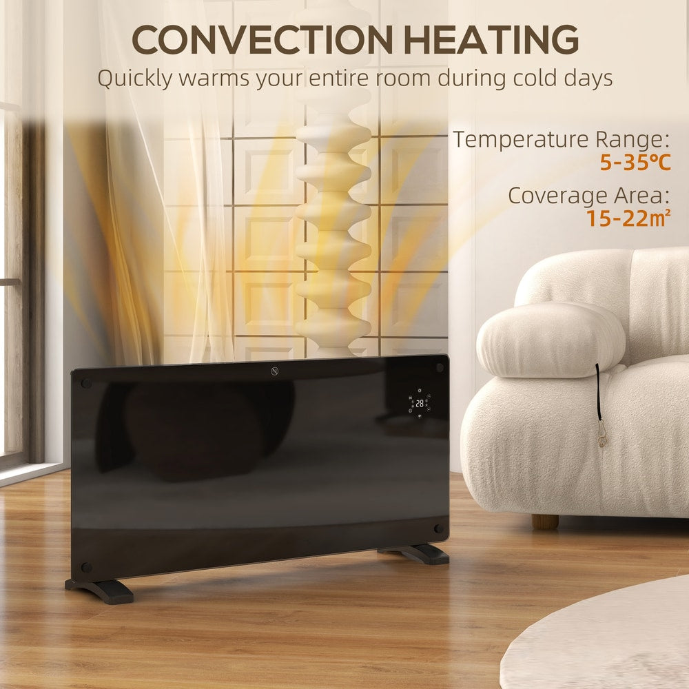 The black smart control heater providing convection heating for a room
