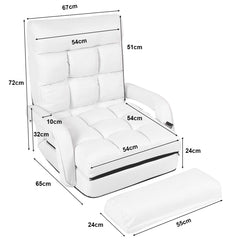 Adjustable Folding Floor Lazy Chair with Pillow-White