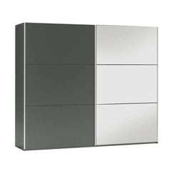 Graphite Mirrored Sliding Door Wardrobe 250cm – OXFORD