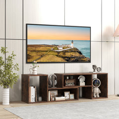 2-Piece Console TV Stand Modern Minimalist Entertainment Center-Rustic Brown