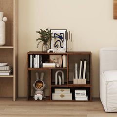 2-Piece Console TV Stand Modern Minimalist Entertainment Center-Rustic Brown