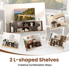2-Piece Console TV Stand Modern Minimalist Entertainment Center-Rustic Brown