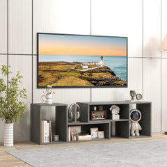 2-Piece Console TV Stand Modern Minimalist Entertainment Center-Grey