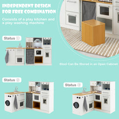 2 Pieces Kids Pretend Play Set with Stool and Real Sounds Light