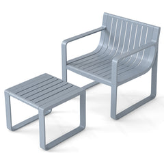 2 Piece Patio Furniture Set with Square Coffee Table-Grey