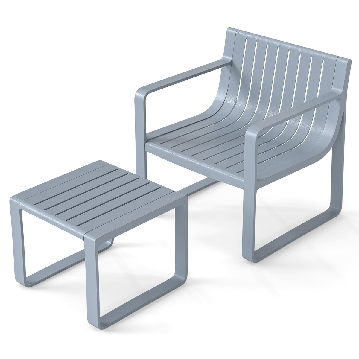 2 Piece Patio Furniture Set with Square Coffee Table-Grey