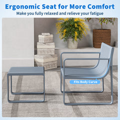 2 Piece Patio Furniture Set with Square Coffee Table-Grey