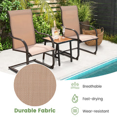2 Pieces Outdoor Dining Chairs with Cozy and Breathable Seat Fabric-Coffee