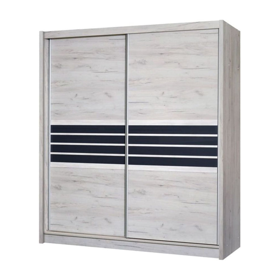 DOVER 203cm Sliding Door Wardrobe Oak Craft / Graphite Glass
