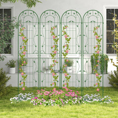 2 Pack Metal Garden Trellis for Climbing Plants Vegetables and Roses-Green