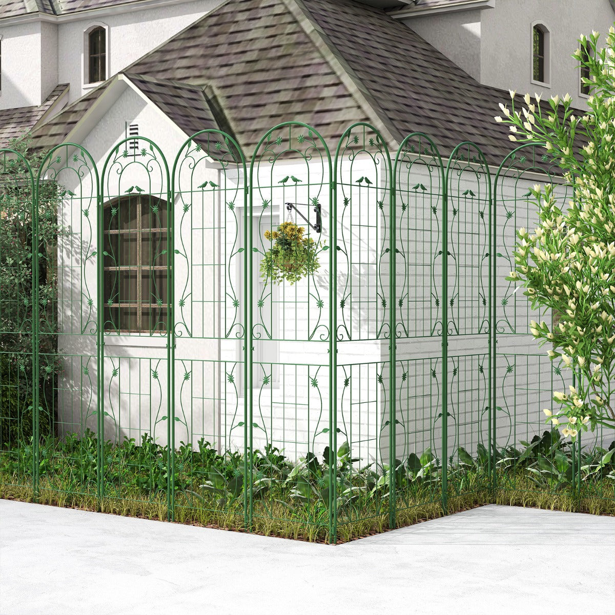 2 Pack Metal Garden Trellis for Climbing Plants Vegetables and Roses-Green