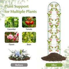 2 Pack Metal Garden Trellis for Climbing Plants Vegetables and Roses-Green