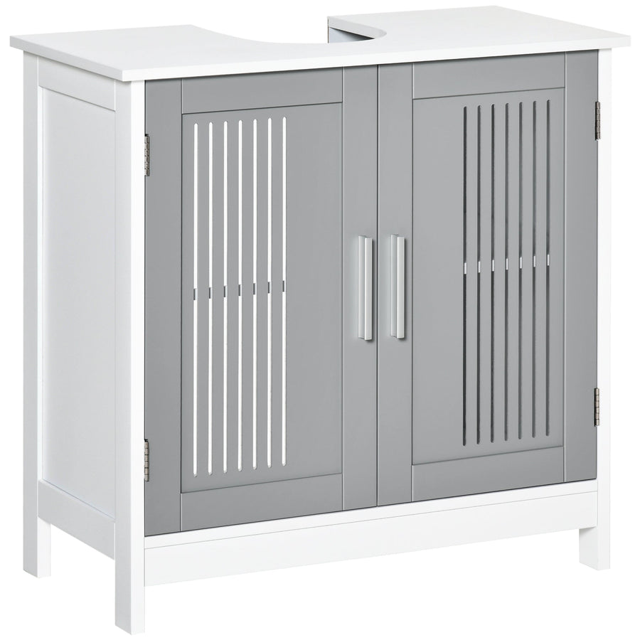 kleankin Modern Under Sink Cabinet with 2 Doors, Bathroom Vanity Unit, Pedestal Under Sink Design, Storage Cupboard with