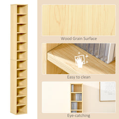 HOMCOM 204 CD Tall Narrow Media Storage Tower - Oak Tone