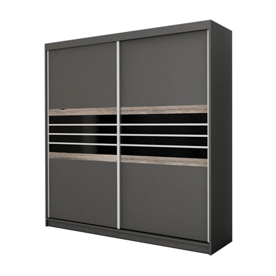 DOVER 203cm Sliding Door Wardrobe Lava / Black Glass