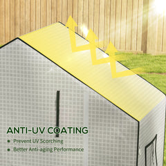 Outsunny Greenhouse Cover Replacement Walk-in PE Hot House Cover with Roll-up Door and Windows, 140 x 73 x 190cm, White