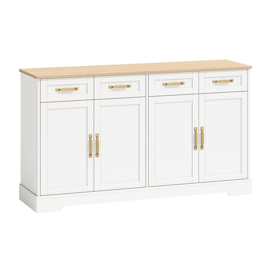 HOMCOM Sideboard Buffet Cabinet, 140 cm Kitchen Storage Cabinet with 4 Drawers, 4 Doors and 2 Adjustable Shelves, White