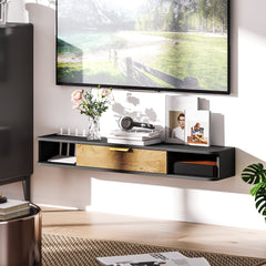 HOMCOM 120 cm Floating TV Stand with Storage - Charcoal Grey