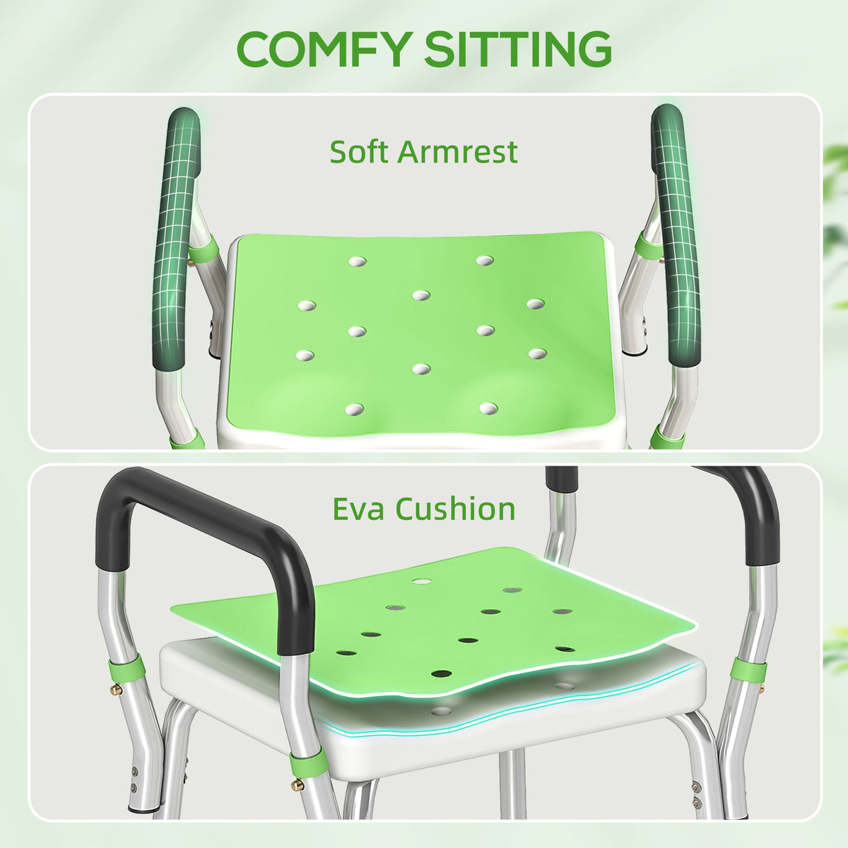 HOMCOM 57-69cm Aluminium Frame Bath Seat